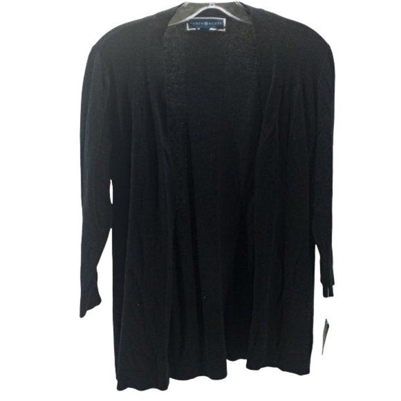 Karen Scott Black Ribbed Cardigan Black XS - Picture 1 of 5